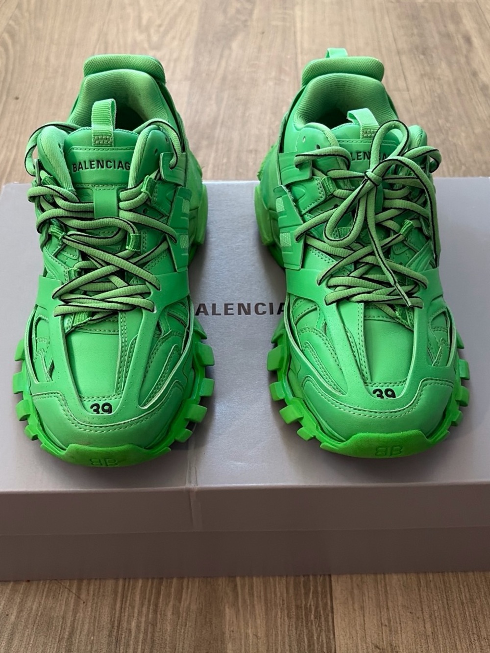 Balenciaga Kids Neon Green Rugged Track Sneakers
